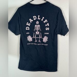 CHOMP T Shirt Men's medium Black Skeleton DEADLIFTS ARE DUMB Skeleton Graphic